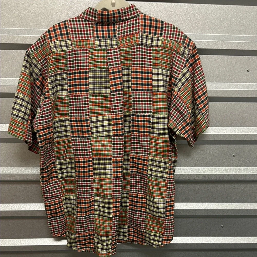 J‎ Crew Shirt Mens Large Plaid Patchwork Short Sleeve Button Up Preppy 90s Y2K